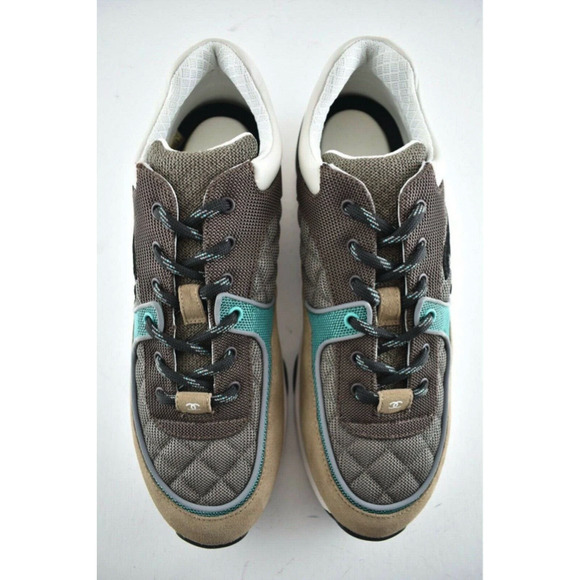 Chanel 21B Mens Brown Black Green White CC Logo Low Top Trainer Sneaker 46 13 - Picture 7 of 11